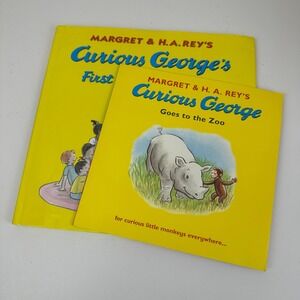 Curious George Books Lot First Day of School & Goes to the Zoo H.A. Rey Paperbk